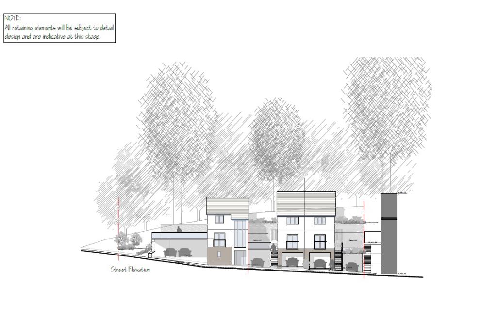 Lot: 100 - LAND WITH OUTLINE PLANNING FOR THREE DWELLINGS - Proposed elevation submitted with Application